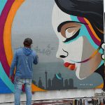 New mural being created during Paint Jam at Essex Modern City in San Antonio on May 11, 2024. – photo by Joe Alexander