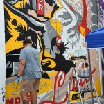 New mural being created during Paint Jam at Essex Modern City in San Antonio on May 11, 2024. – photo by Joe Alexander