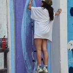 New mural being created during Paint Jam at Essex Modern City in San Antonio on May 11, 2024. – photo by Joe Alexander
