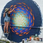New mural being created during Paint Jam at Essex Modern City in San Antonio on May 11, 2024. – photo by Joe Alexander