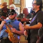 Will Owen Gage (left) with Matt Kirk of the Gueyfarers at Gruene Hall on Sunday, April 28, 2024. – photo by Joe Alexander