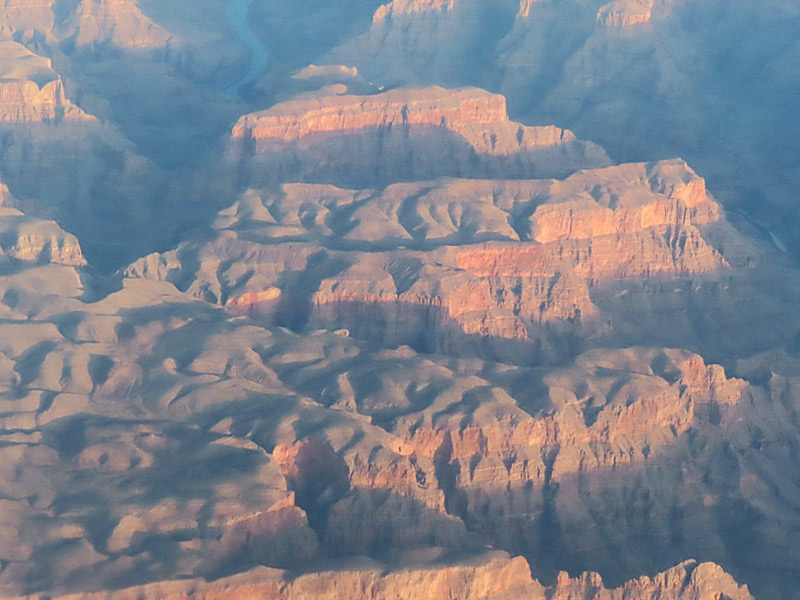 View of the Grand Canyon a few minutes before landing on a morning flight to Las Vegas. - photo by Joe Alexander