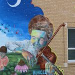 Mural at historic Blackshear Elementary School on 11th Street on the east side of Austin, Texas.
