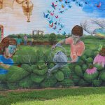 Mural at historic Blackshear Elementary School on 11th Street on the east side of Austin, Texas.