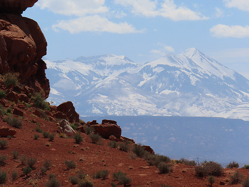 The La Sal Mountains in southeast Utah. View is looking east from Arches National Park in late April. - photo by Joe Alexander