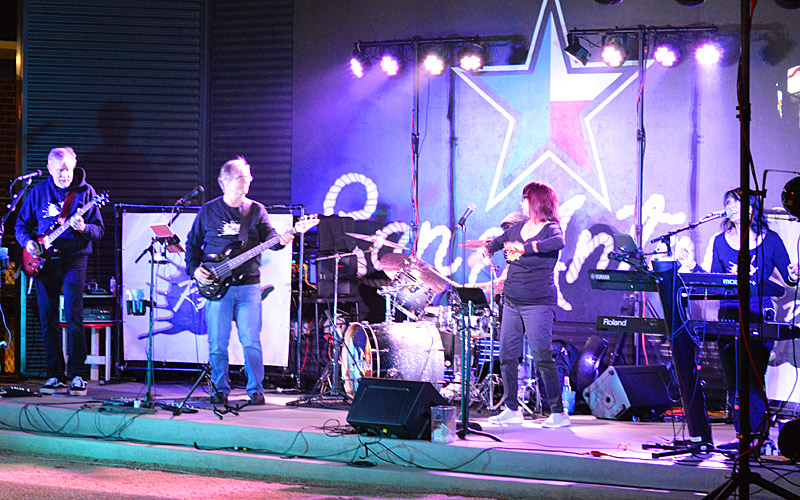 Rad Dance Band on the outdoor stage at Chicken N Pickle in San Antonio on Friday, Nov. 3, 2023. – photo by Joe Alexander