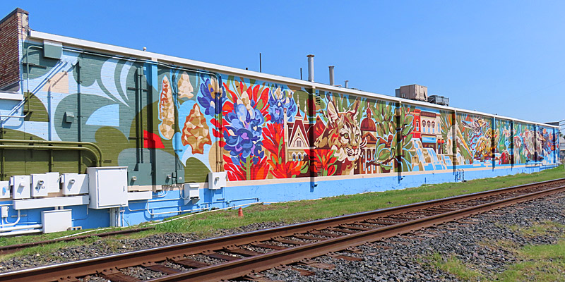 Mural in downtown San Marcos, Texas.