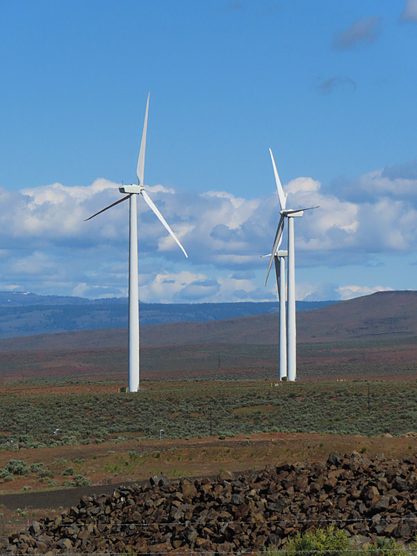 Windmills (wind turbines) near Interstate 90 in central Washington State. - photo by Joe Alexander