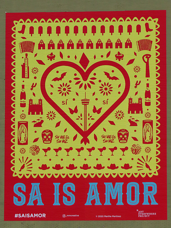 SA IS AMOR near the corner of Broadway Street and 3rd Street in downtown San Antonio not far from Alamo Plaza and the Riverwalk. by @_mmcreative