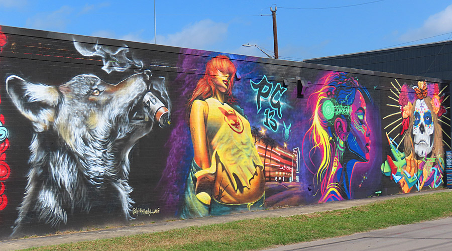 Some of the murals on Hoefgen Street on the near east side of San Antonio just a short distance south of the Alamodome.