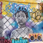 One of the “Love Fights Back” murals at Pr1mitive Ink tattoo shop in Glendale, Arizona.