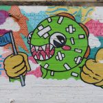 Mural by Jenkins2D just north of downtown San Antonio facing McCullough near the corner with Broadway.