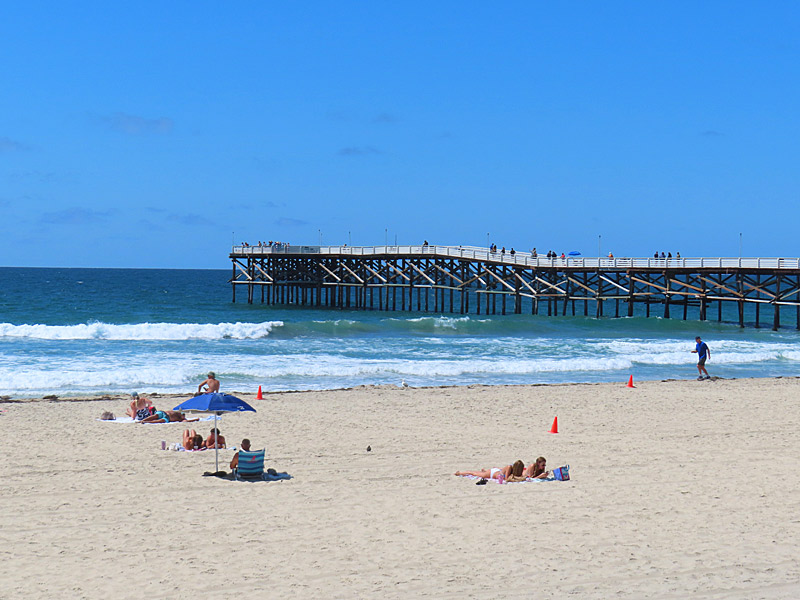 Crystal Pier begins where Garnet Avenue ends in Pacific Beach in San Diego, California. You can find surfers just north of the pier almost all the time. - photo by Joe Alexander