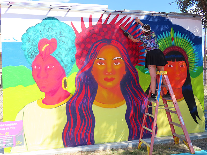 New mural at Healy-Murphy Park in San Antonio by Angelica Sanchez.