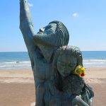 Galveston 1900 Storm Memorial on the seawall by artist David W. Moore. – photo by Joe Alexander