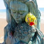 Galveston 1900 Storm Memorial on the seawall by artist David W. Moore. – photo by Joe Alexander