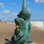 Galveston 1900 Storm Memorial on the seawall by artist David W. Moore. – photo by Joe Alexander