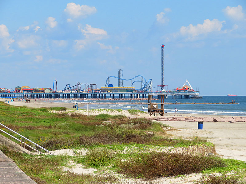 View of the Galveston Pleasure Pier looking northeast from the seawall. - photo by Joe Alexander