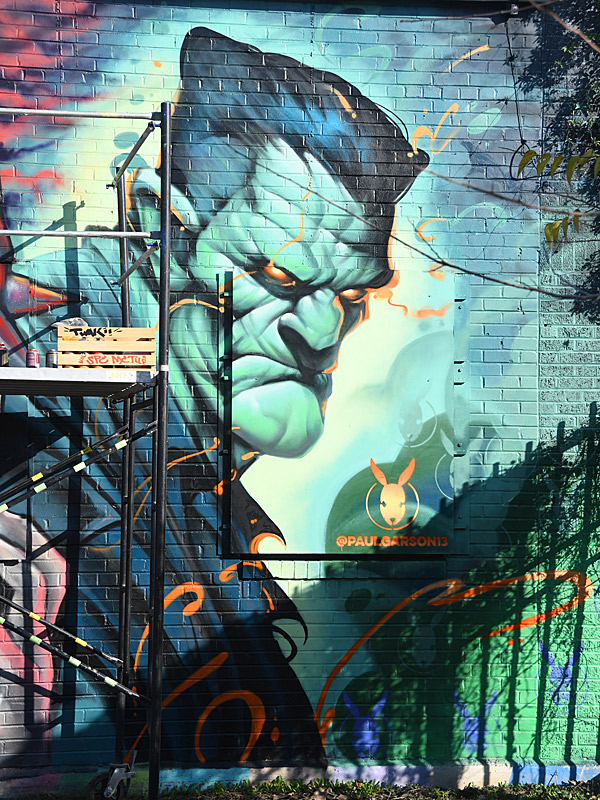 Paul Garson: A mural in progress by The Butchers Crew at Essex Modern City the weekend before Christmas, 2025.