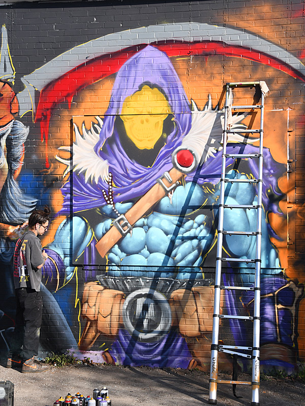 A mural in progress by The Butchers Crew at Essex Modern City the weekend before Christmas, 2025.