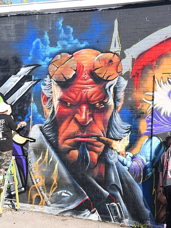 World of Cease: A mural in progress by The Butchers Crew at Essex Modern City the weekend before Christmas, 2025.