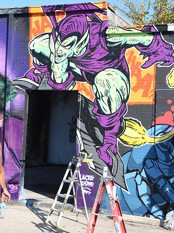 LACED and FOUND: A mural in progress by The Butchers Crew at Essex Modern City the weekend before Christmas, 2025.