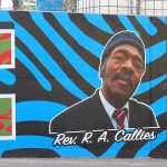 Part of the new mural by Kaldric Dow on San Antonio's near East Side on Nolan Street.