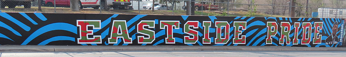 Part of the new mural by Kaldric Dow on San Antonio's near East Side on Nolan Street.