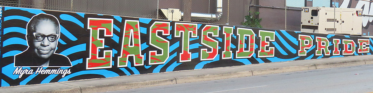 Part of the new mural by Kaldric Dow on San Antonio's near East Side on Nolan Street.