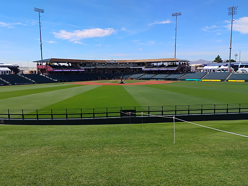 Surprise Stadium, spring training home of the Texas Rangers and Kansas City Royals. I got in just as the gates opened and good a picture before the fans filed in. - photo by Joe Alexander