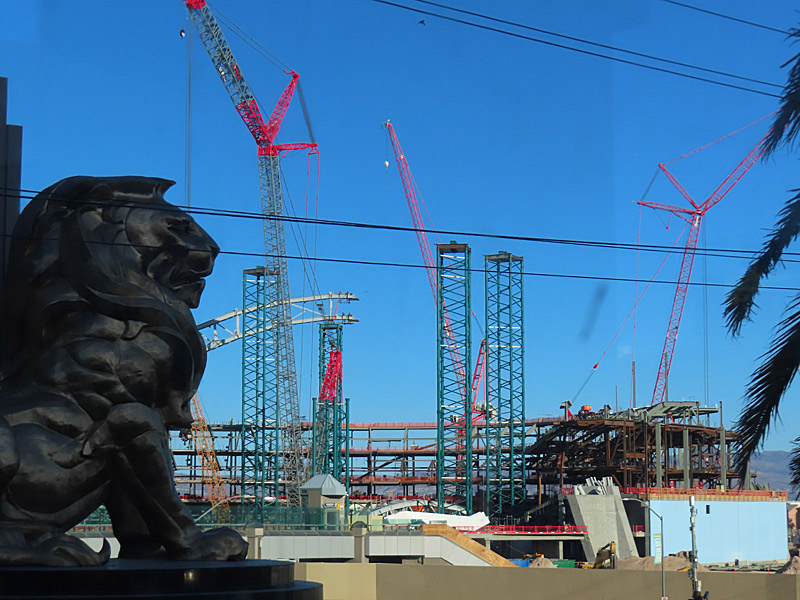 Construction site of the future Athletics domed baseball park on the Las Vegas Strip as seen from in front of the MGM Grand Casino. - photo by Joe Alexander