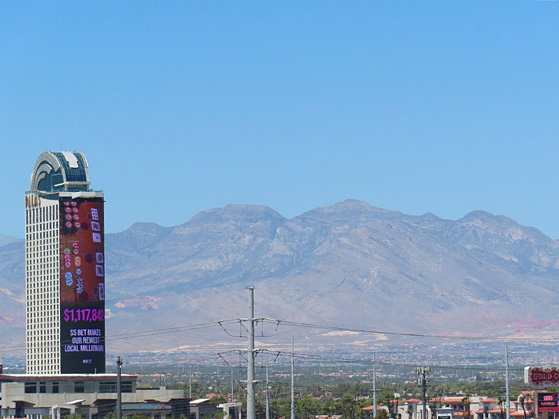 The Palms Casino Resort and the hills of Red Rock Canyon west of Las Vegas Boulevard. - photo by Joe Alexander