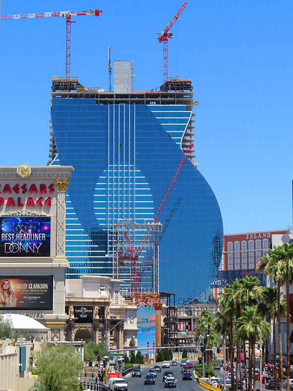 Construction of the guitar hotel at the future Hard Rock Casino on the Las Vegas Strip, looking north from in front of Caesars. - photo by Joe Alexander