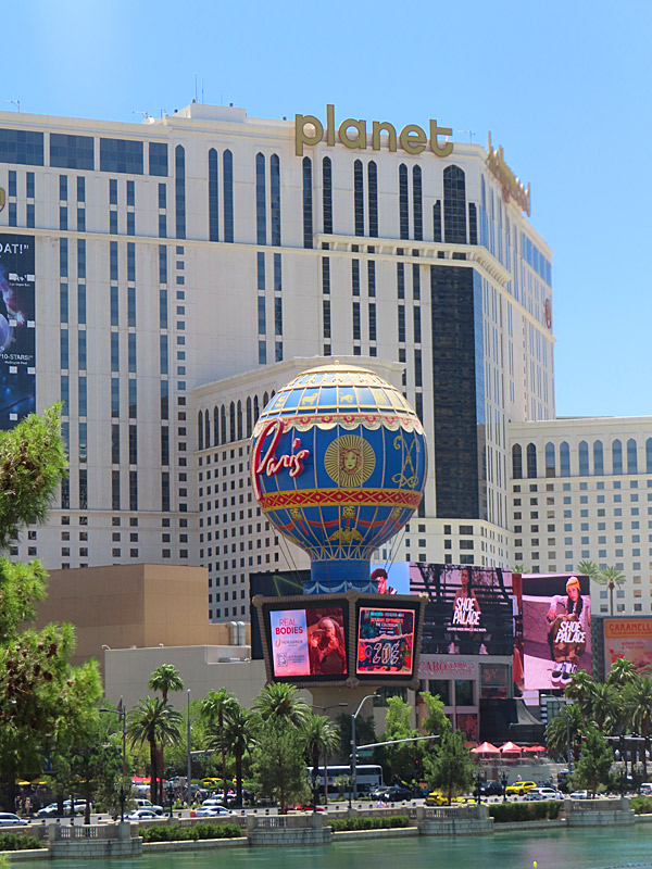 The balloon of the Paris Casino next door to the Planet Hollywood, looking east from the Bellagio. - photo by Joe Alexander