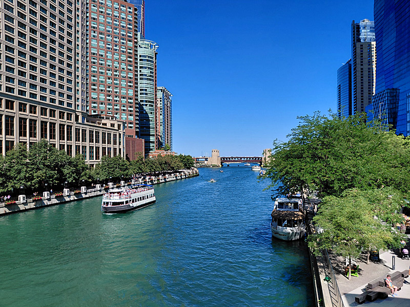 The Chicago River and, beyond that, Lake Michigan. - photo by Joe Alexander