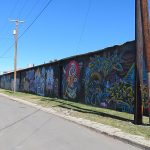 This is part of a block-long street mural on Hoefgen Street just south of Carolina a few blocks from the Alamodome in downtown San Antonio.