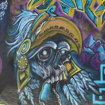 This is part of a block-long street mural on Hoefgen Street just south of Carolina a few blocks from the Alamodome in downtown San Antonio.