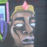 This is part of a block-long street mural on Hoefgen Street just south of Carolina a few blocks from the Alamodome in downtown San Antonio.