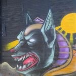 This is part of a block-long street mural on Hoefgen Street just south of Carolina a few blocks from the Alamodome in downtown San Antonio.