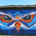 This is part of a block-long street mural on Hoefgen Street just south of Carolina a few blocks from the Alamodome in downtown San Antonio.