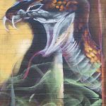 This is part of a block-long street mural on Hoefgen Street just south of Carolina a few blocks from the Alamodome in downtown San Antonio.