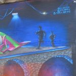 This is part of a block-long street mural on Hoefgen Street just south of Carolina a few blocks from the Alamodome in downtown San Antonio.