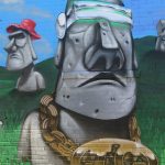 This is part of a block-long street mural on Hoefgen Street just south of Carolina a few blocks from the Alamodome in downtown San Antonio.